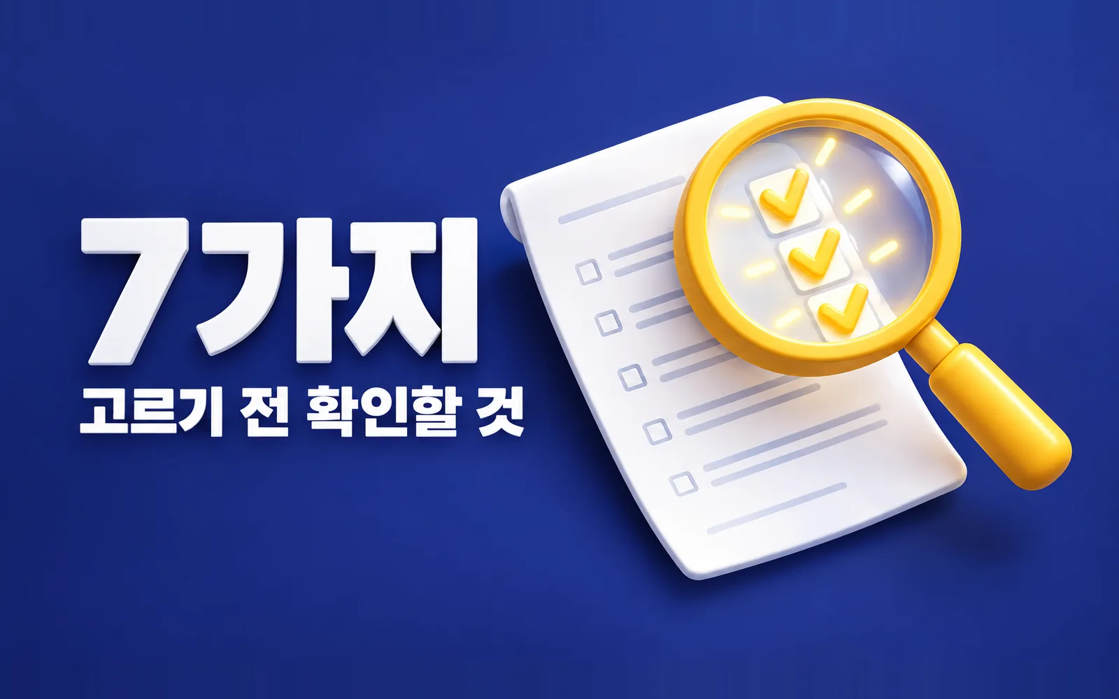 풀필먼트 선택 기준 인포그래픽. 단가표보다 먼저 확인할 일곱 가지: 검품 기준과 소요 시간, 상품화 가능 범위, 반품 재입고 소요, 재고 오차 책임 소재, 당일 출고 마감 시각, 최소 물량·계약 기간, 주문관리 프로그램 연동.