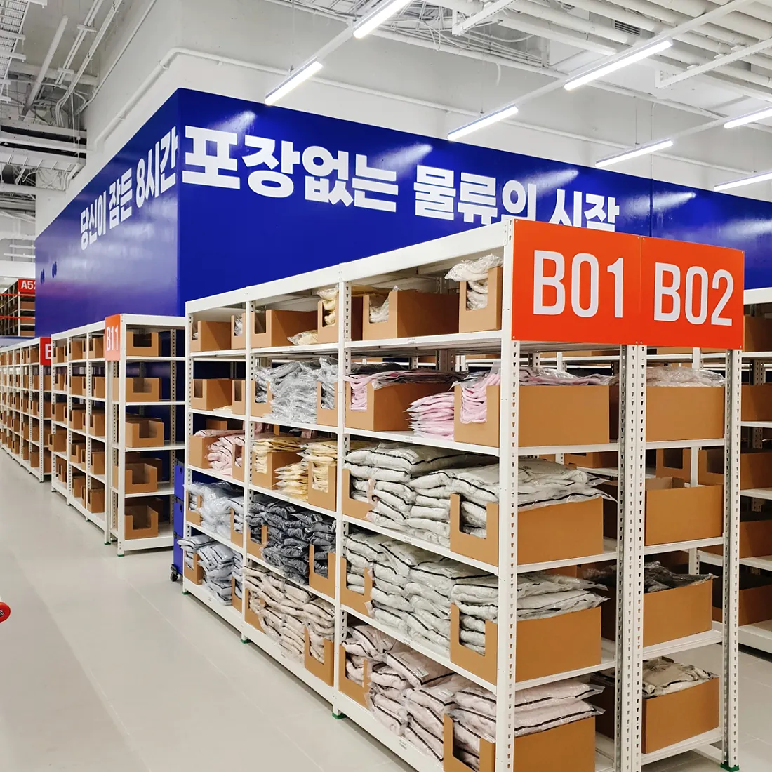 DCF 센터 경량랙 보관 구역 B존.